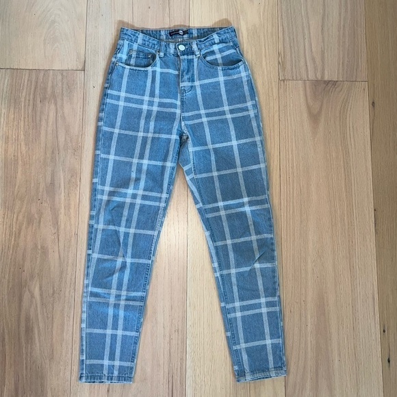 Boohoo Blue Striped Denim Jeans Light Wash Size 4 - Picture 1 of 6